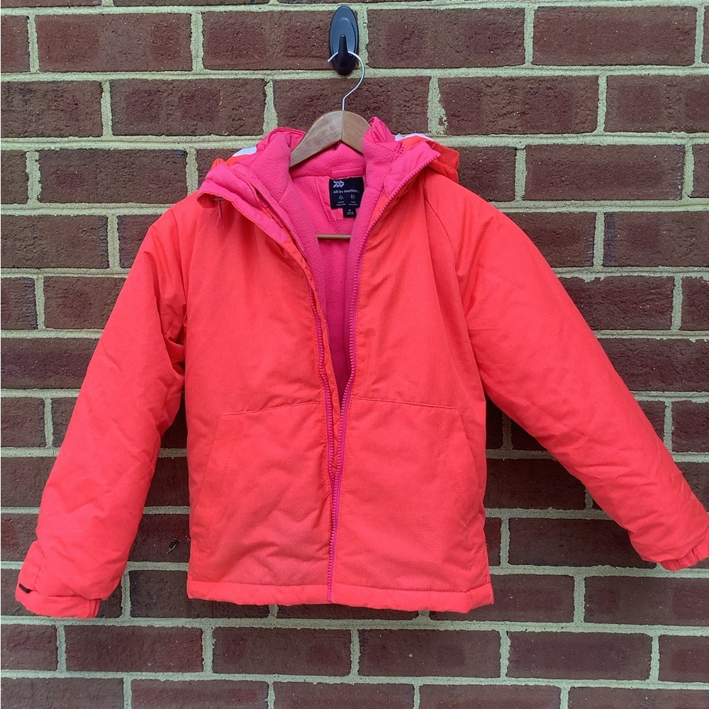 All in Motion Girls Jacket M Removeable Insulated Fleece Layer Waterproof Hooded